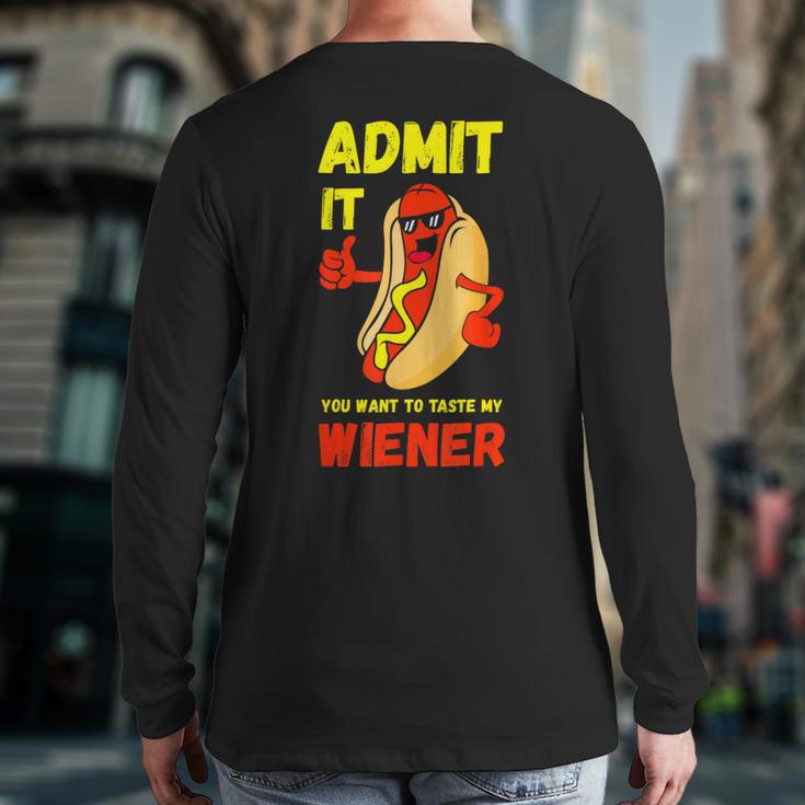 Hilarious Hot Dog Dad Joke Text Pun Dirty Joke -Barbecue Long Sleeve T-Shirt Back Print