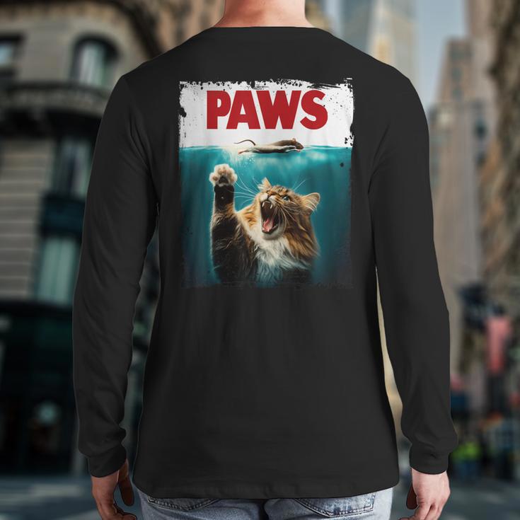 Humorous Paws Parody Cat Mouse For Cat Lover Cat Mom Cat Dad Long Sleeve T-Shirt Back Print
