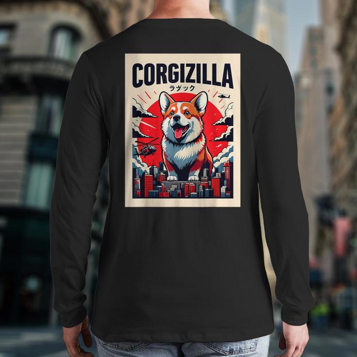 Japanese Art Corgi Dog Mom Dad Long Sleeve T-Shirt Back Print Japanese Art Corgi Dog Mom Dad Long Sleeve T-Shirt Back Print