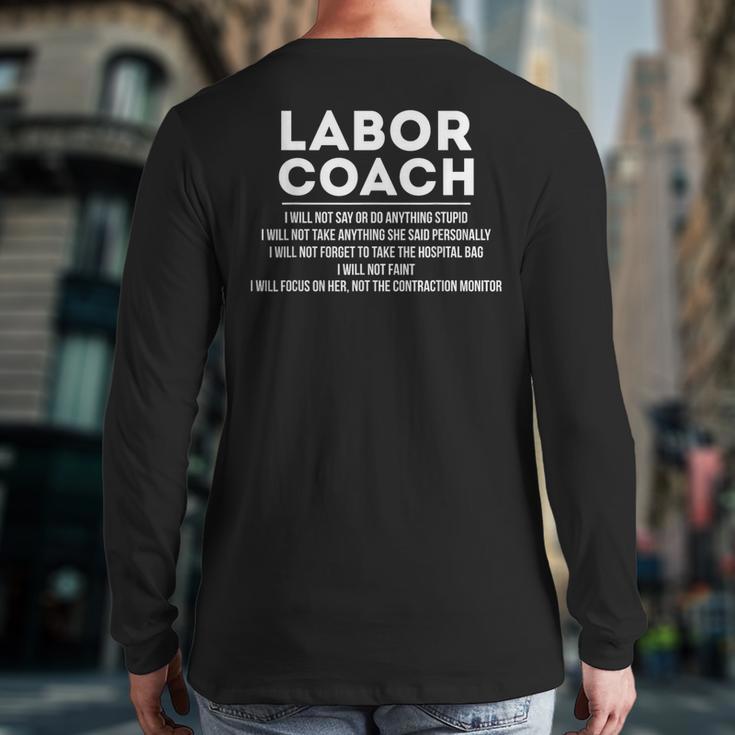 Labor Coach Delivery Checklist For New Dads Long Sleeve T-Shirt Back Print