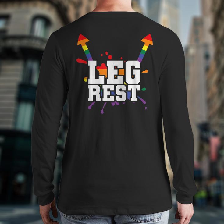 Leg Rest Naughty Dad Joke Vagitarian Lesbian Long Sleeve T-Shirt Back Print