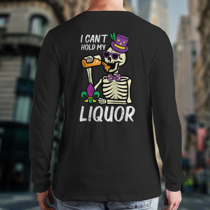 Mardi Gras Skeleton Cant Hold My Carnival Team Dad Men Long Sleeve T-Shirt Back Print