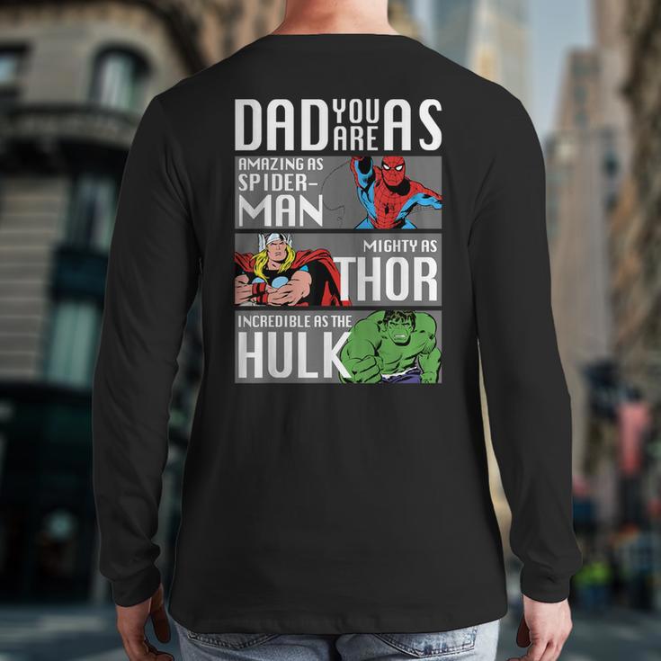 Marvel Father's Day Spider-Man Thor Hulk Dad Attributes Long Sleeve T-Shirt Back Print