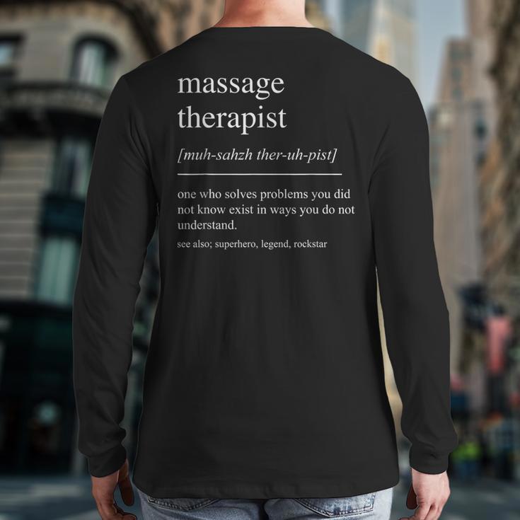 Massage Therapist Definition Women Mom Dad Long Sleeve T-Shirt Back Print