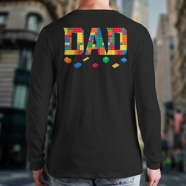 Master Builder Dad Birthday Boy Building Bricks Blocks Daddy Long Sleeve T-Shirt Back Print