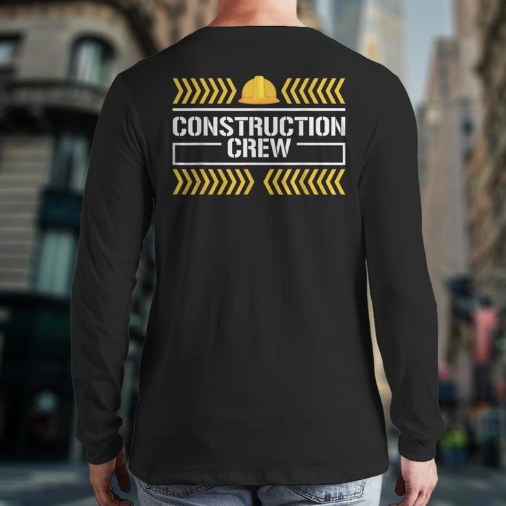 Matching Boys And Dad Mom Construction Digger Birthday Party Long Sleeve T-Shirt Back Print