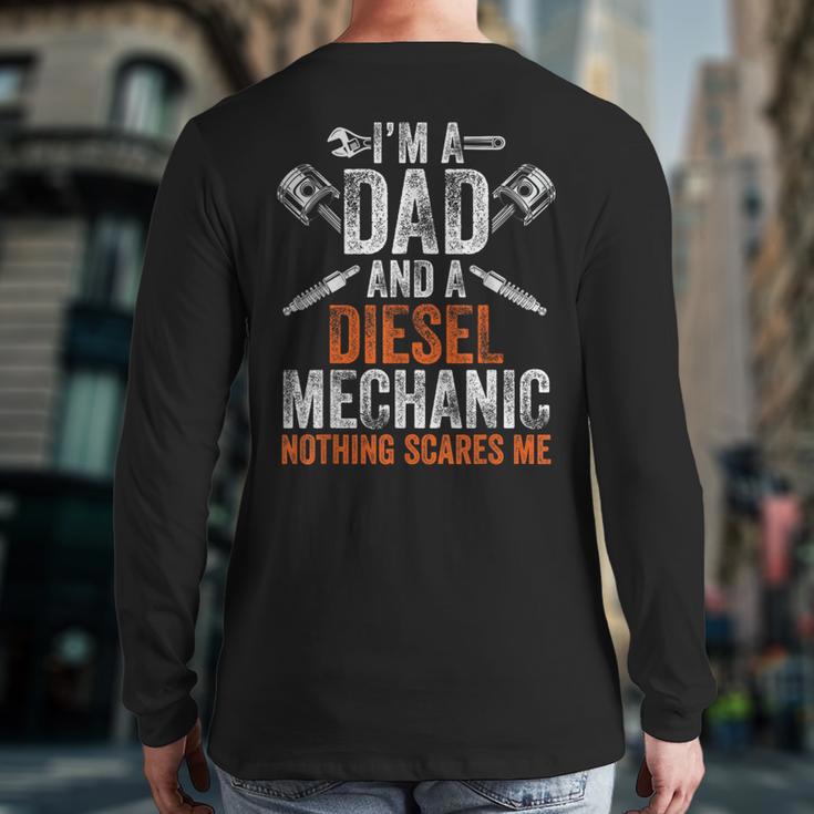 For Men Father's Day Halloween Diesel Mechanic Dad Long Sleeve T-Shirt Back Print