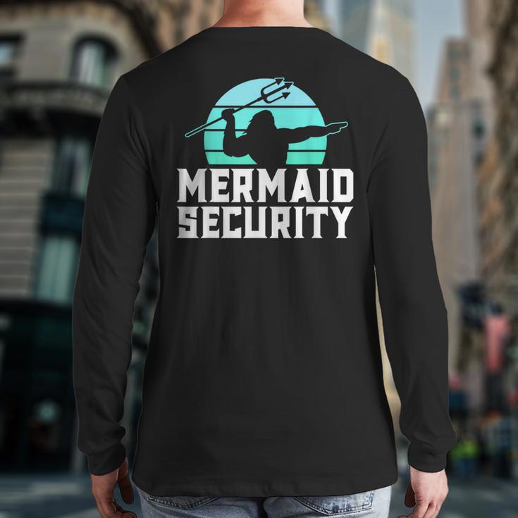 Mermaid Security Shirt Boys Swimmer Dad Merdad Trident Long Sleeve T-Shirt Back Print