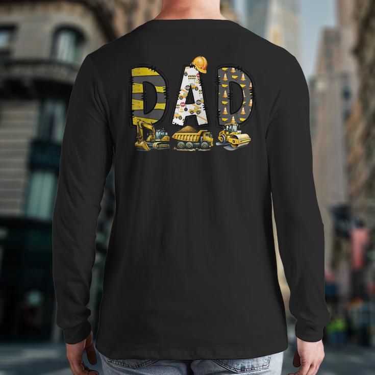 Mom And Dad Construction Birthday Boys Toddler Kids Family Long Sleeve T-Shirt Back Print