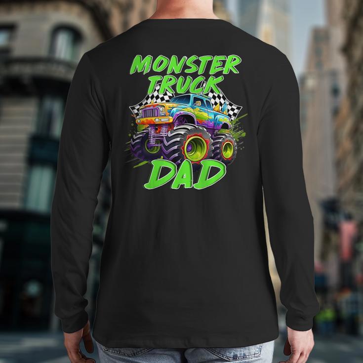 Monster Truck Dad Family Matching Birthday Party Fathers Day Long Sleeve T-Shirt Back Print