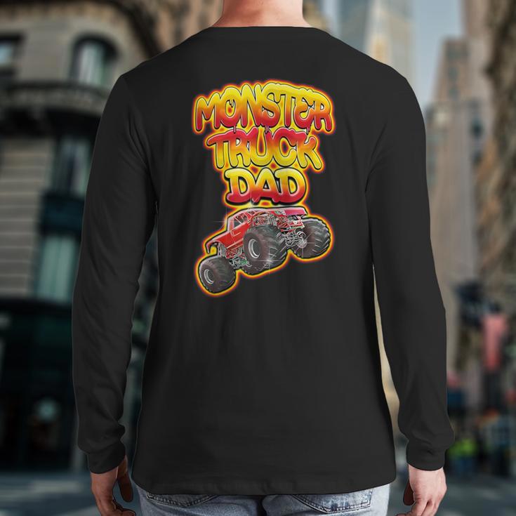 Monster Truck Dad Hot Red Graffiti Style Long Sleeve T-Shirt Back Print