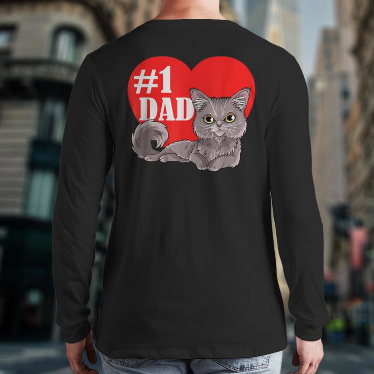 Nebelung Cat 1 Dad Father's Day Daddy Heart Decor For Men Women Kids Long Sleeve T-Shirt Back Print