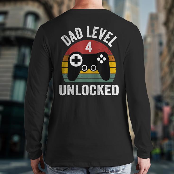 New Dad Shirt Dad Level 4 Unlocked For 4 Kids Gaming Long Sleeve T-Shirt Back Print New Dad Shirt Dad Level 4 Unlocked For 4 Kids Gaming Long Sleeve T-Shirt Back Print