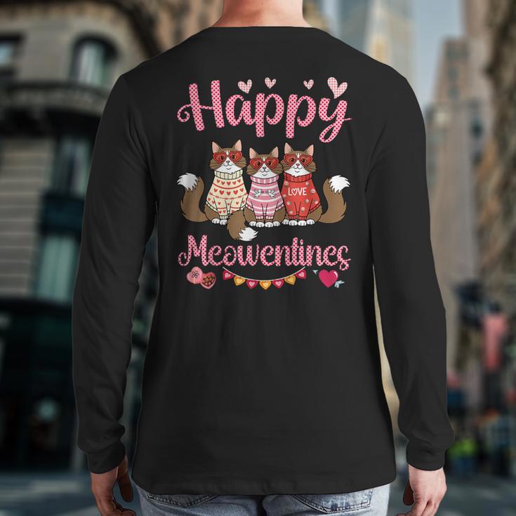 Norwegian Forest Cat Happy Meowentines Valentine Dad Mom Long Sleeve T-Shirt Back Print