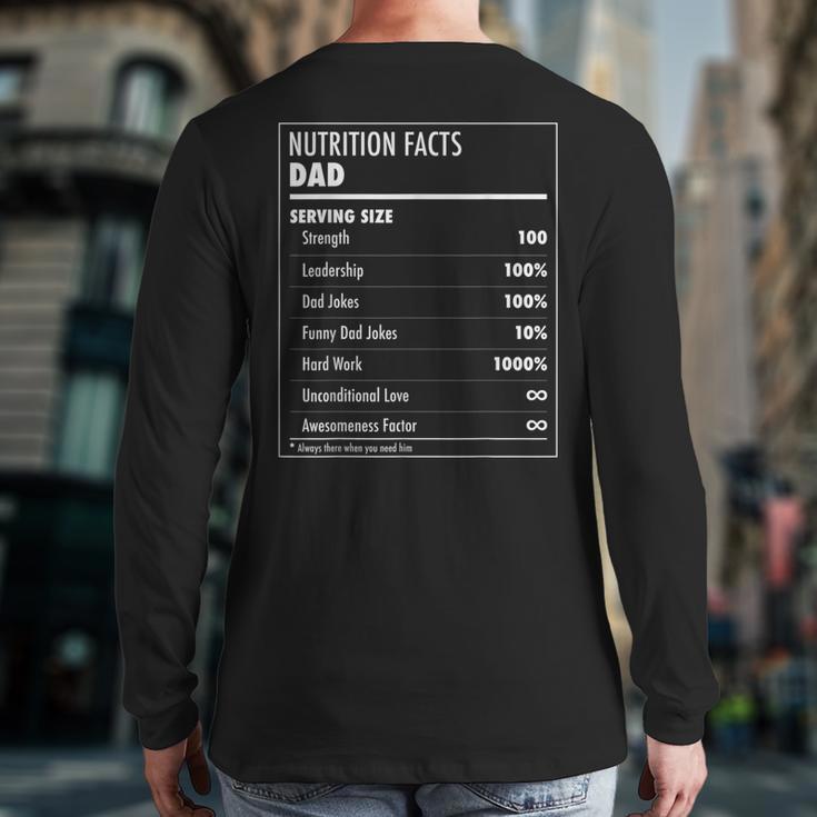Nutrition Facts Dad Father's Day Shirt For Men Dad Long Sleeve T-Shirt Back Print