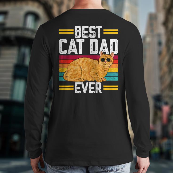 Orange Cat Best Cat Dad Ever Orange Tabby Cat Long Sleeve T-Shirt Back Print