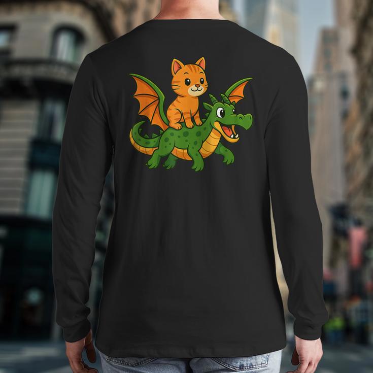 Orange Cat Dragon Riding Animal Lover Mom Dad Kids Long Sleeve T-Shirt Back Print Orange Cat Dragon Riding Animal Lover Mom Dad Kids Long Sleeve T-Shirt Back Print