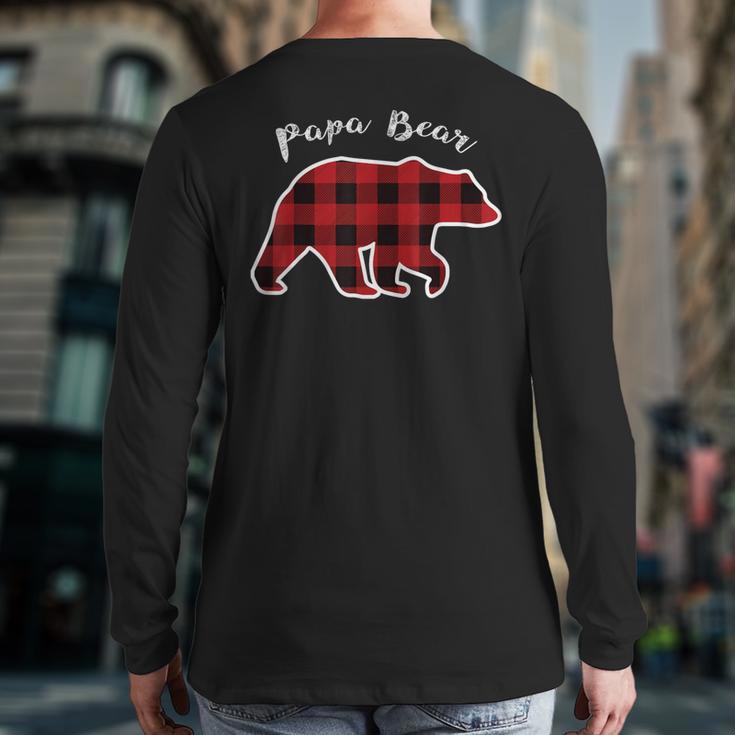 PAPA Bear Men Red Plaid Christmas Pajama Family Dad Small Long Sleeve T-Shirt Back Print
