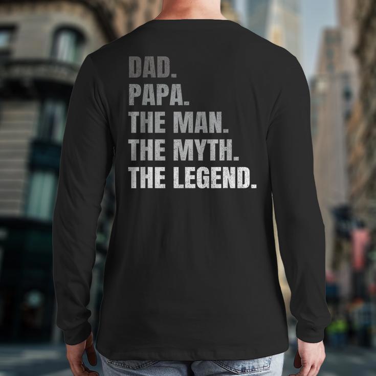 Papa Dad Legend Men Grandpa Christmas Father's Day Birthday Long Sleeve T-Shirt Back Print