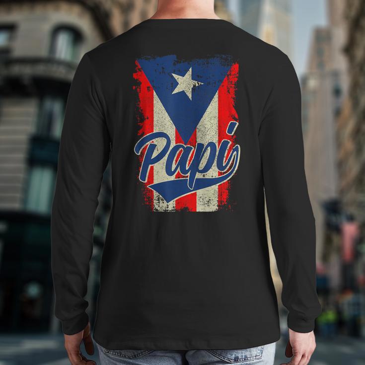 Papi Puerto Rican Dad Puerto Rico Pride Boricua Father's Day Long Sleeve T-Shirt Back Print
