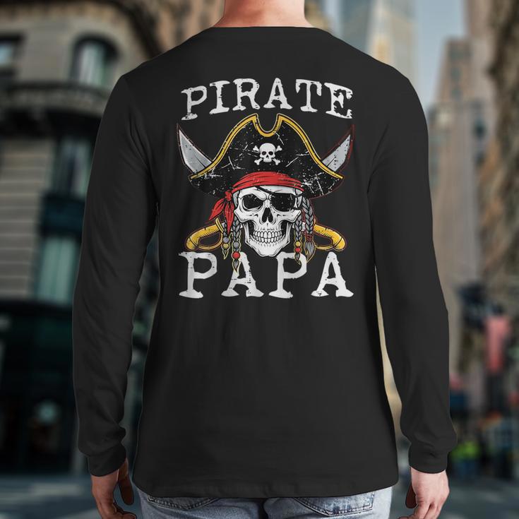 Pirate Papa Skull Family Matching Costume Dad Grandpa Men Long Sleeve T-Shirt Back Print