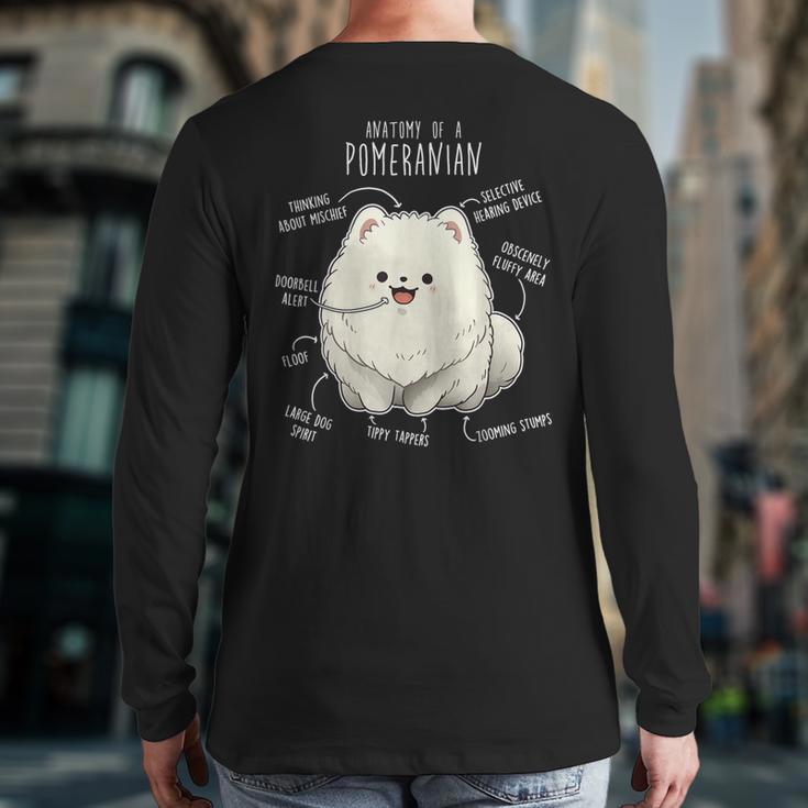 Pomeranian Anatomy Cute Pet Pom Mom Dog Dad For Men Women Girls Kids Long Sleeve T-Shirt Back Print