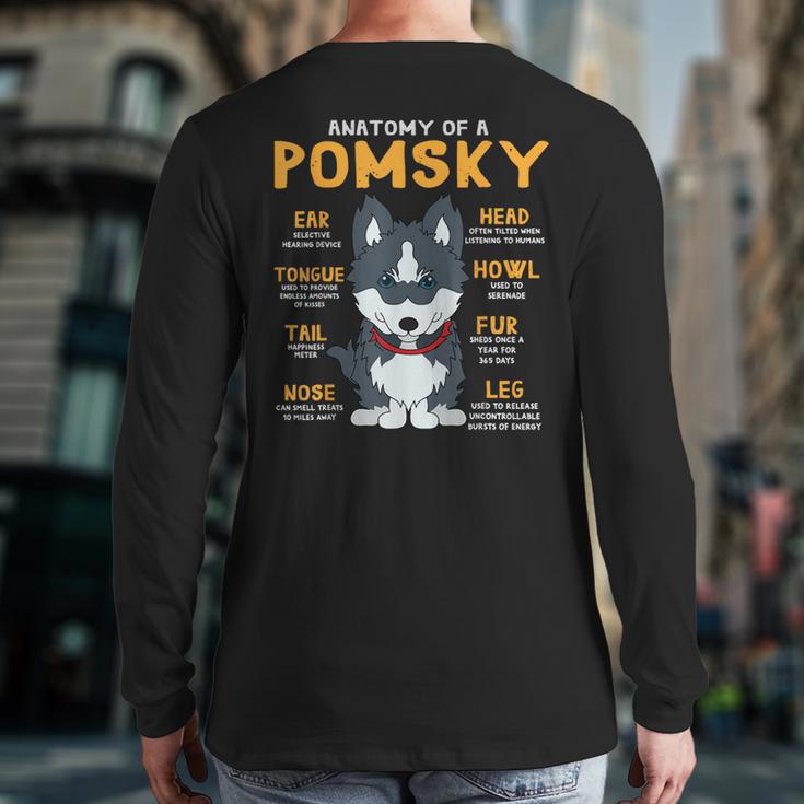 Pomsky Anatomy Dog Mom Dad Long Sleeve T-Shirt Back Print