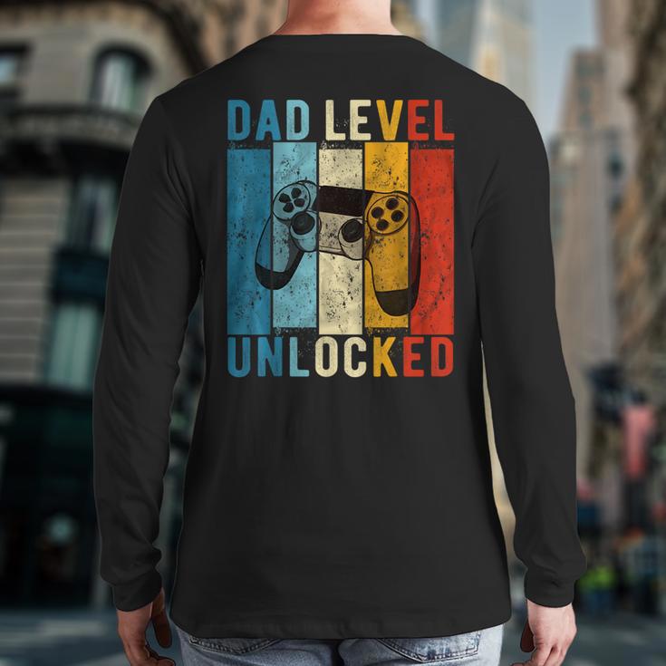 Pregnancy Announcement Dad Level Unlocked New Daddy Father Long Sleeve T-Shirt Back Print
