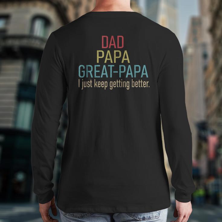 Promoted To Great Papa 2024 Fathers Day First Time Dad Long Sleeve T-Shirt Back Print