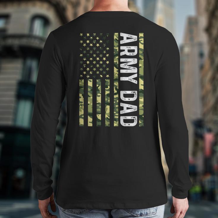 Proud Army Dad United States USA Flag For Father's Day Long Sleeve T-Shirt Back Print Proud Army Dad United States USA Flag For Father's Day Long Sleeve T-Shirt Back Print