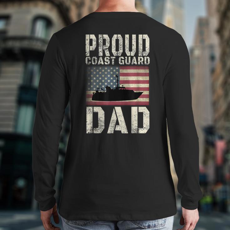 Proud Coast Guard Dad USCG American Flag T-Shirt Long Sleeve T-Shirt Back Print