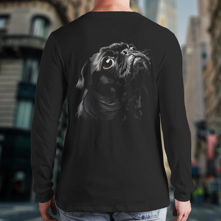Pug For Dog Mom Dad Cute Pug Men Women Kids Long Sleeve T-Shirt Back Print