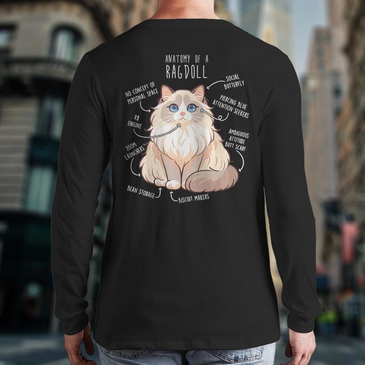 Ragdoll Cat Anatomy Cute Pet Mom Dad Cream Bicolor Long Sleeve T-Shirt Back Print