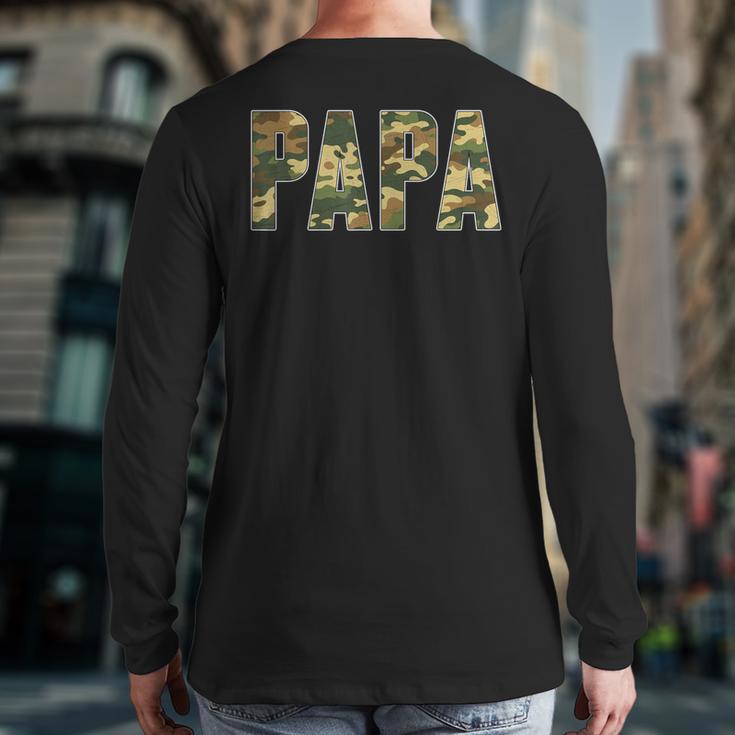 Retro Camo Hunting Papa Old Camo Dad Father’s Day Daddy Long Sleeve T-Shirt Back Print