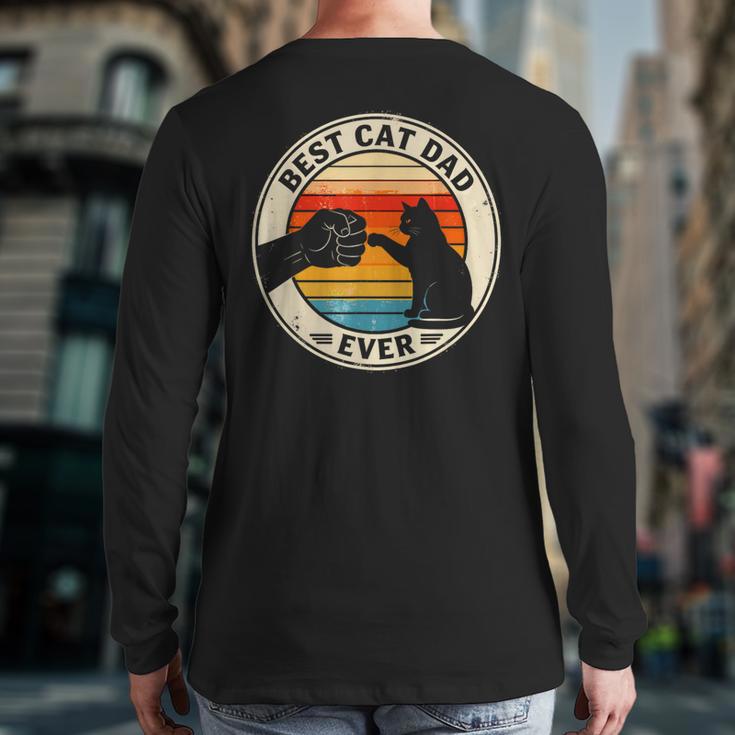 Retro Cat Dad Ever Cats Lovers For Men Women And Kids Long Sleeve T-Shirt Back Print