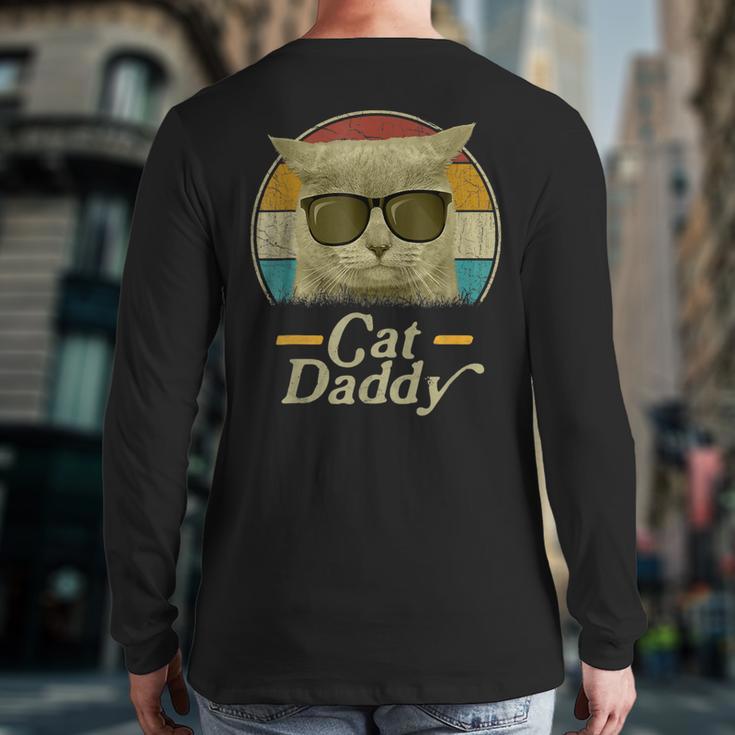 Retro Cat Daddy 80s 90s Style Sunglasses Long Sleeve T-Shirt Back Print