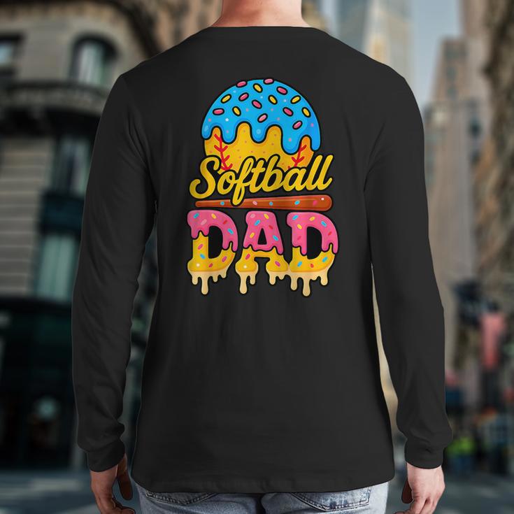 Retro Ice Cream Drip Softball Dad Game Day Dad Father's Day Long Sleeve T-Shirt Back Print