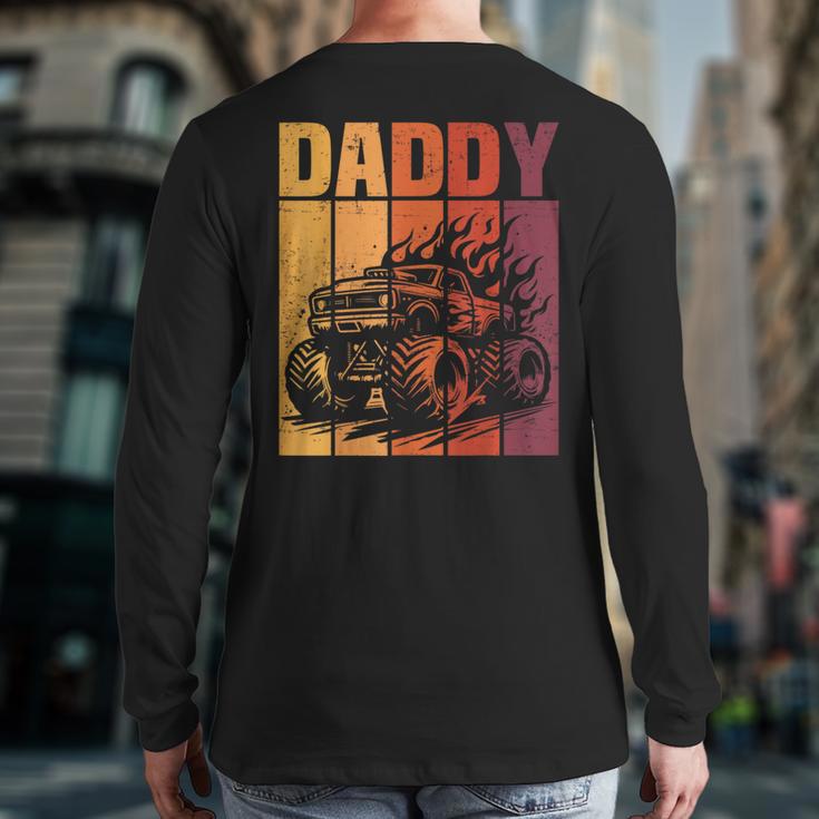 Retro Monster Truck Daddy Matching Family Birthday Party Long Sleeve T-Shirt Back Print