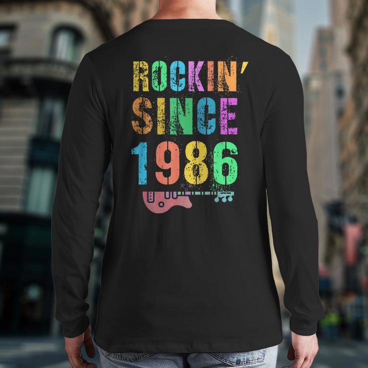 Rockin' Since 1986 Vintage Rockstar 40th Birthday Mom Dad 40 Long Sleeve T-Shirt Back Print