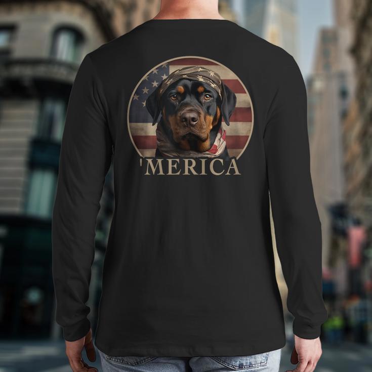 Rottie Dog Mom Dad 'Merica Rottweiler Long Sleeve T-Shirt Back Print