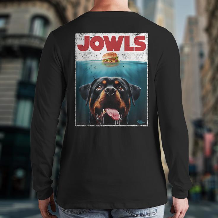 Rottie Rottweiler Jowls Burger Giant Tank Dog Mom Dad Long Sleeve T-Shirt Back Print