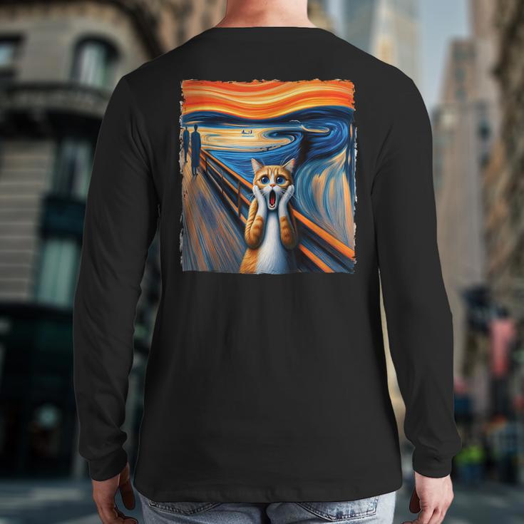 The Scream Cat Parody For Kitty Cat Lover Cat Mom Cat Dad Long Sleeve T-Shirt Back Print