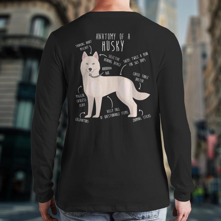 Siberian Husky Dog Anatomy Pet Mom Cute Dog Dad Men Women Kids Long Sleeve T-Shirt Back Print