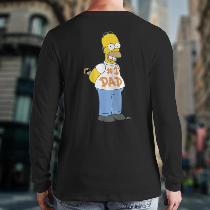 The Simpsons Homer Number 1 Dad Father's Day V2 Long Sleeve T-Shirt Back Print
