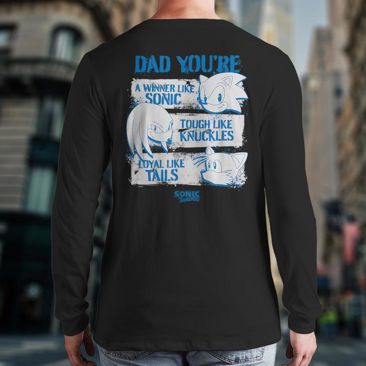 Sonic The Hedgehog Father's Day Dad Qualities Distressed Long Sleeve T-Shirt Back Print Sonic The Hedgehog Father's Day Dad Qualities Distressed Long Sleeve T-Shirt Back Print