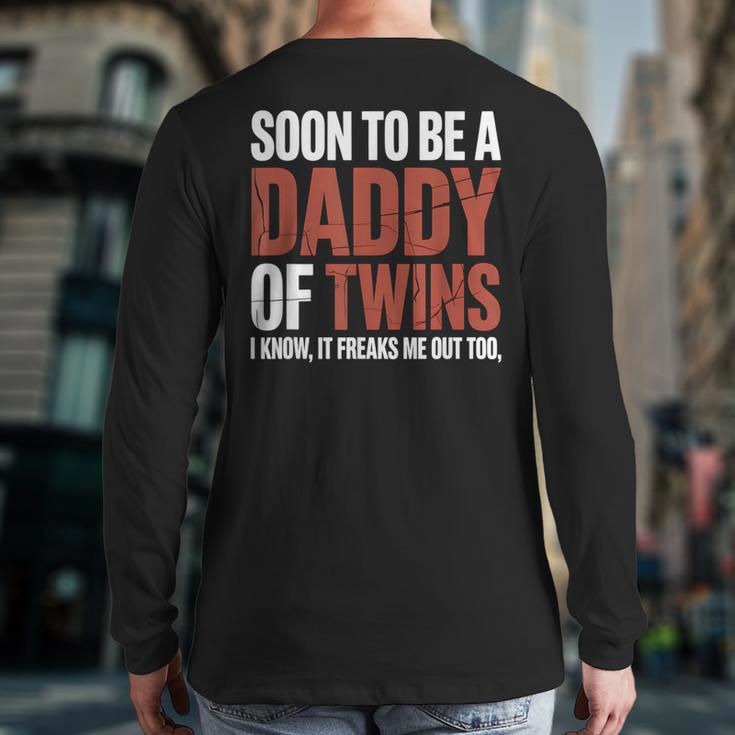 Soon To Be Dad Twins Fatherhood Pregnancy Announcement New D Long Sleeve T-Shirt Back Print