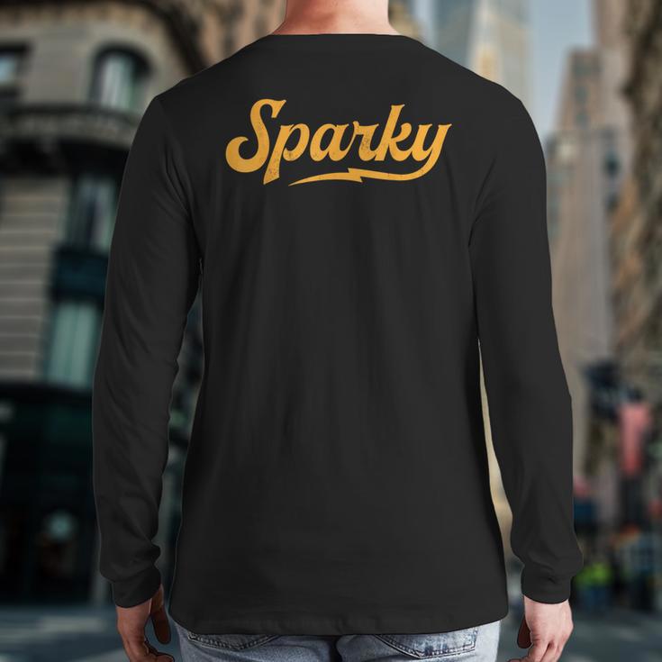 Sparky Electrician Lineman Dad Retro Vintage Novelty Long Sleeve T-Shirt Back Print
