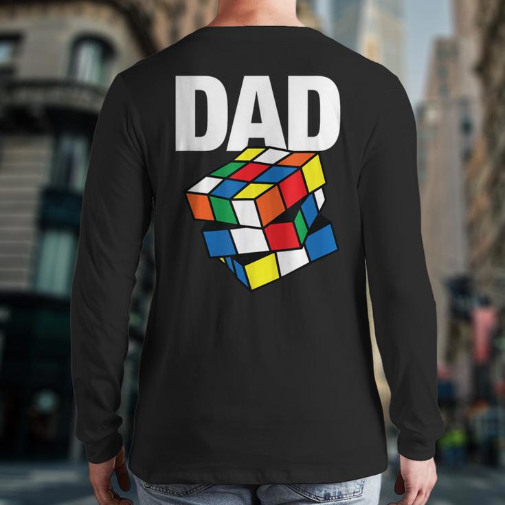 Speed Cubing Dad Puzzle Cuber Cube Kids Long Sleeve T-Shirt Back Print