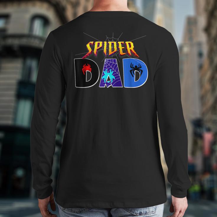 Spider Dad Shirt Birthday Fathers Day Halloween Costumes Pjs Long Sleeve T-Shirt Back Print