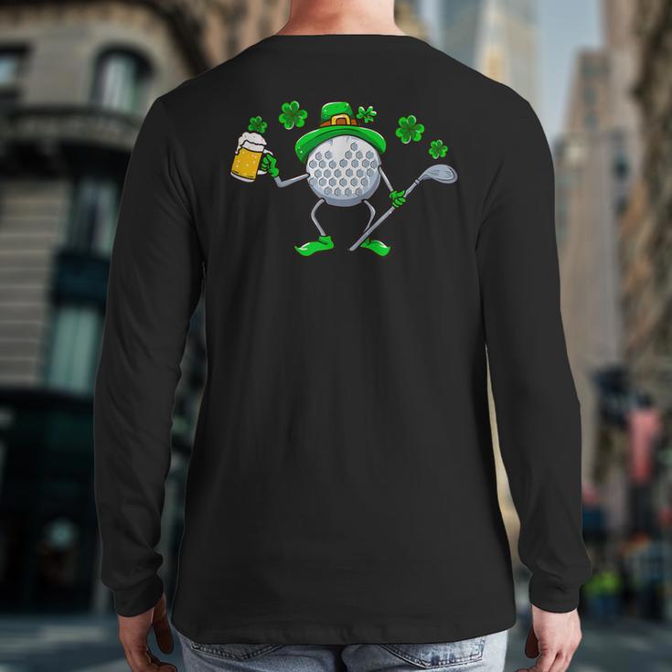 St Patricks Day Golf Golfing Irish Golfer Beer Humor Men Dad Long Sleeve T-Shirt Back Print